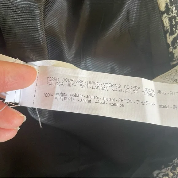 Zara Textured Tweed Houndstooth Black & White Double Breasted Cropped Jacket XL - Picture 6 of 8